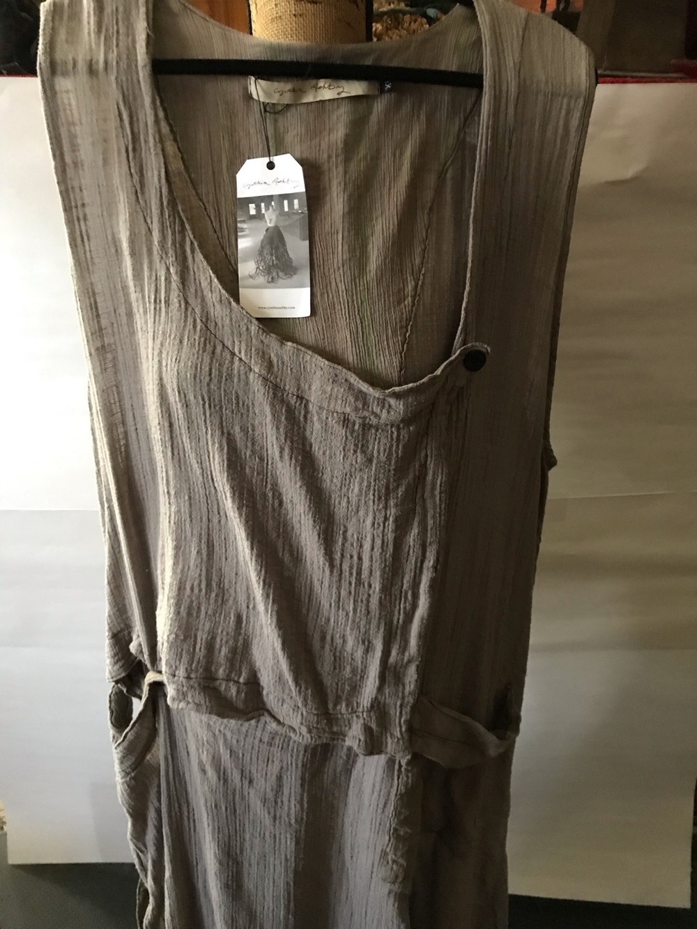 Avante-garde Cynthia Ashby peddle grey Arc Apron layering piece
